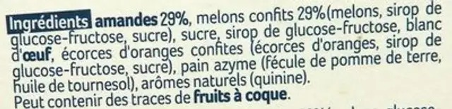 Petits Calissons du Roy René ingredients label