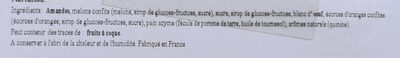 Petits calissons ingredients label