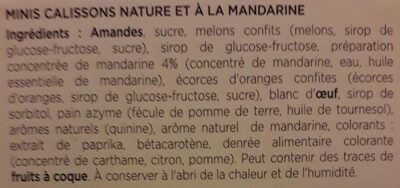 Calissons ingredients label