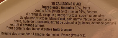 Calissons d'Aix-en-Provence ingredients label