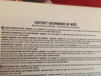 Coffret gourmand de Noël ingredients label