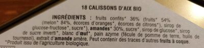 Calissons D'Aix bio ingredients label
