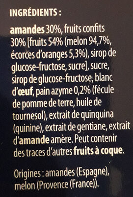 Calissons d'Aix ingredients label