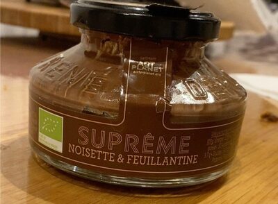 Suprême noisette et feuillantine front packaging