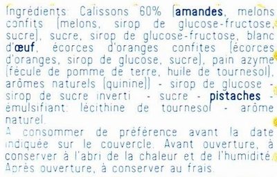 Crème  de Calissons du Roy René -  ingredients label