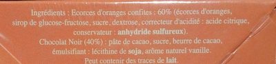 Orangettes du Roy René ingredients label