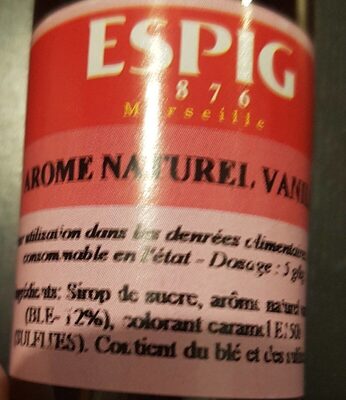 Arome Naturel De Vanille nutrition facts table