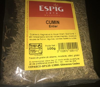 Grains De Cumin ingredients label