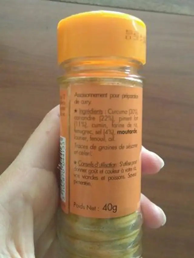 Curry Hot SPIGOL ingredients label