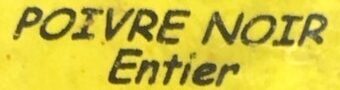 Poivre noir entier ingredients label