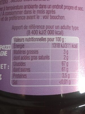 Nappage parfum chocolat nutrition facts table