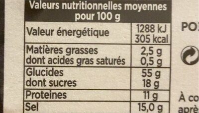 Epices apero patatas bravad nutrition facts table