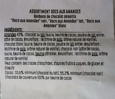 Assortiment rocs aux amandes ingredients label
