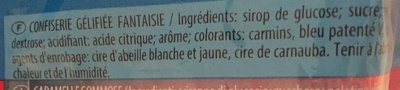 Les Schtroumpfs ingredients label