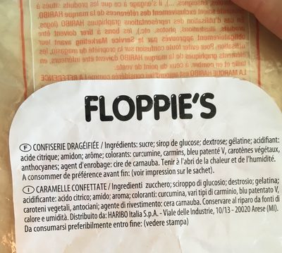 Harribo folippie's ingredients label