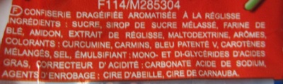 Car en Sac ingredients label