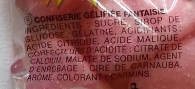 Tagada Pink ingredients label