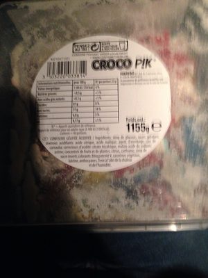 Croco P!k Confiserie gélifiée acidifiée ingredients label