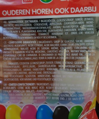 Haribo Dragibus Soft ingredients label