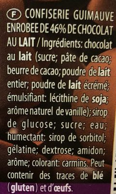 Chamallows Choco ingredients label
