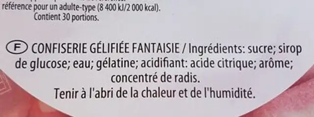 Dentier’ween ingredients label