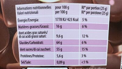 Chamallows Choco nutrition facts table