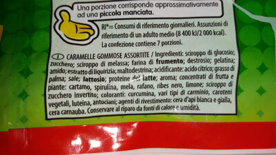 Haribo polka ingredients label