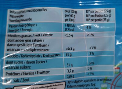 Dragolo nutrition facts table