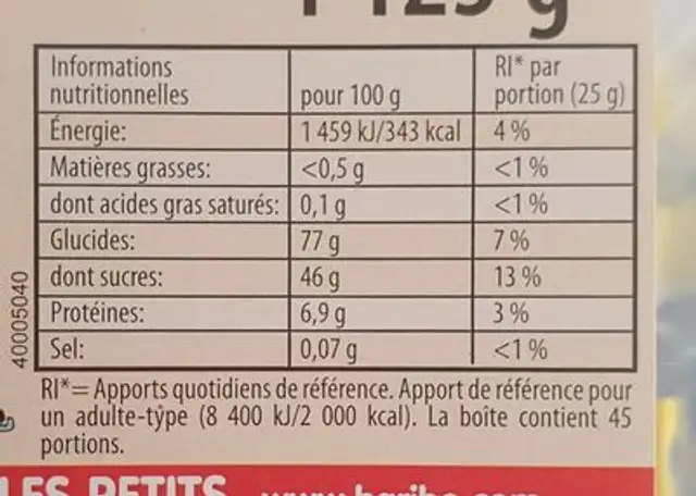 Cola roulette nutrition facts table