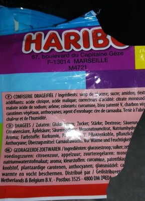 Dragibus ingredients label