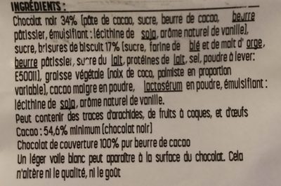 Carrés feuilletés ingredients label