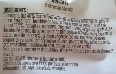 Nougaty Bonbons de chocolat ingredients label