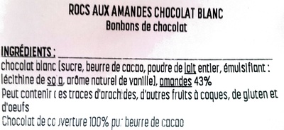 Rocs aux amandes chocolat blanc ingredients label