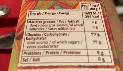 Cassonade ingredients label