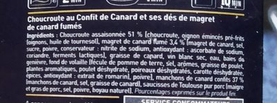 choucroute au confit de canard et dés de magret fumés ingredients label
