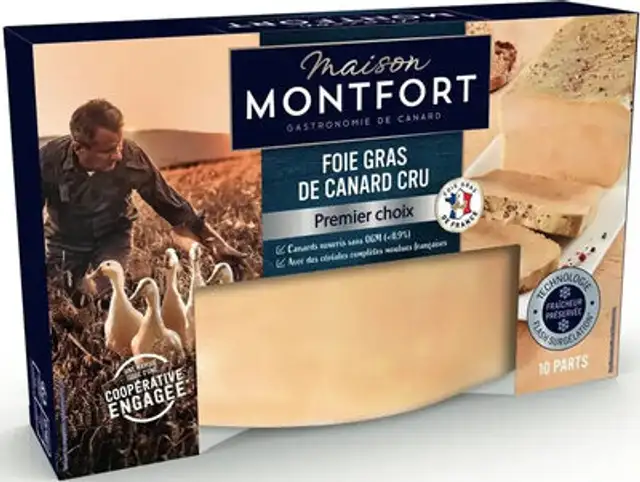Foie gras de canard cru front packaging