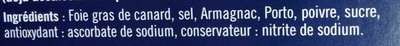 Foie gras en terrine prêt à cuire ingredients label