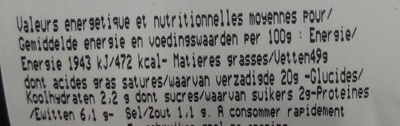 Bloc de foie gras de canard nutrition facts table
