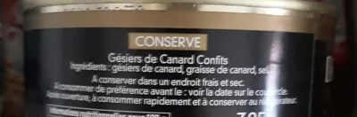 Gesier de canard ingredients label