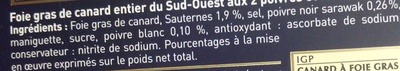 Foie gras de canard entier du Sud-Ouest, recette aux 2 poivres et au Sauternes ingredients label