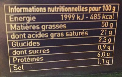 Bloc de foie gras de canard nutrition facts table