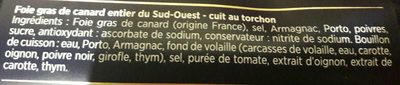 Excellence - Foie gras de canard entier du Sud-Ouest cuit au torchon ingredients label