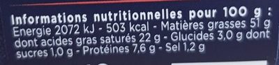 Grande sélection - Foie gras de canard entier du Sud-Ouest nutrition facts table