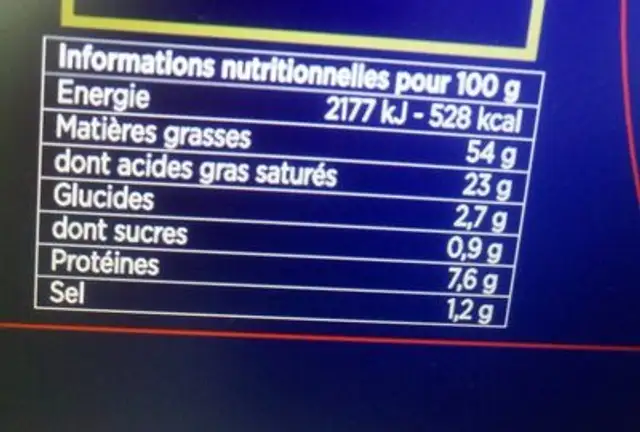 Foie gras entier Grand Héritage nutrition facts table
