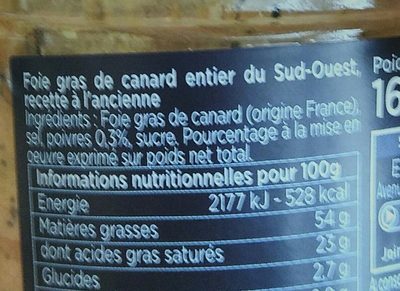 Foie gras entier, recette à l'ancienne ingredients label