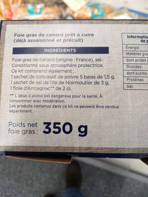 Mon kit foie gras  Montfort ingredients label