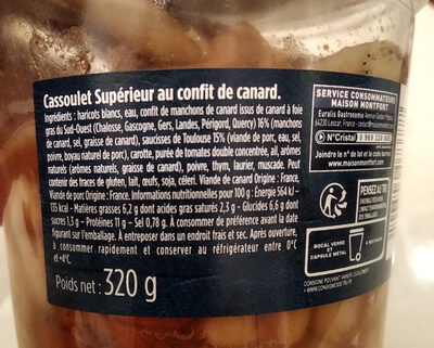 Cassoulet supérieur au confit de canard ingredients label