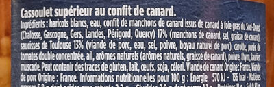 Cassoulet supérieur au confit de canard ingredients label