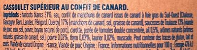 Cassoulet superieur au confit de canard ingredients label