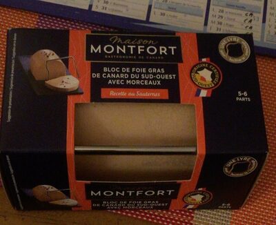 Bloc foie gras de canard du sud ouest avec morceaux front packaging